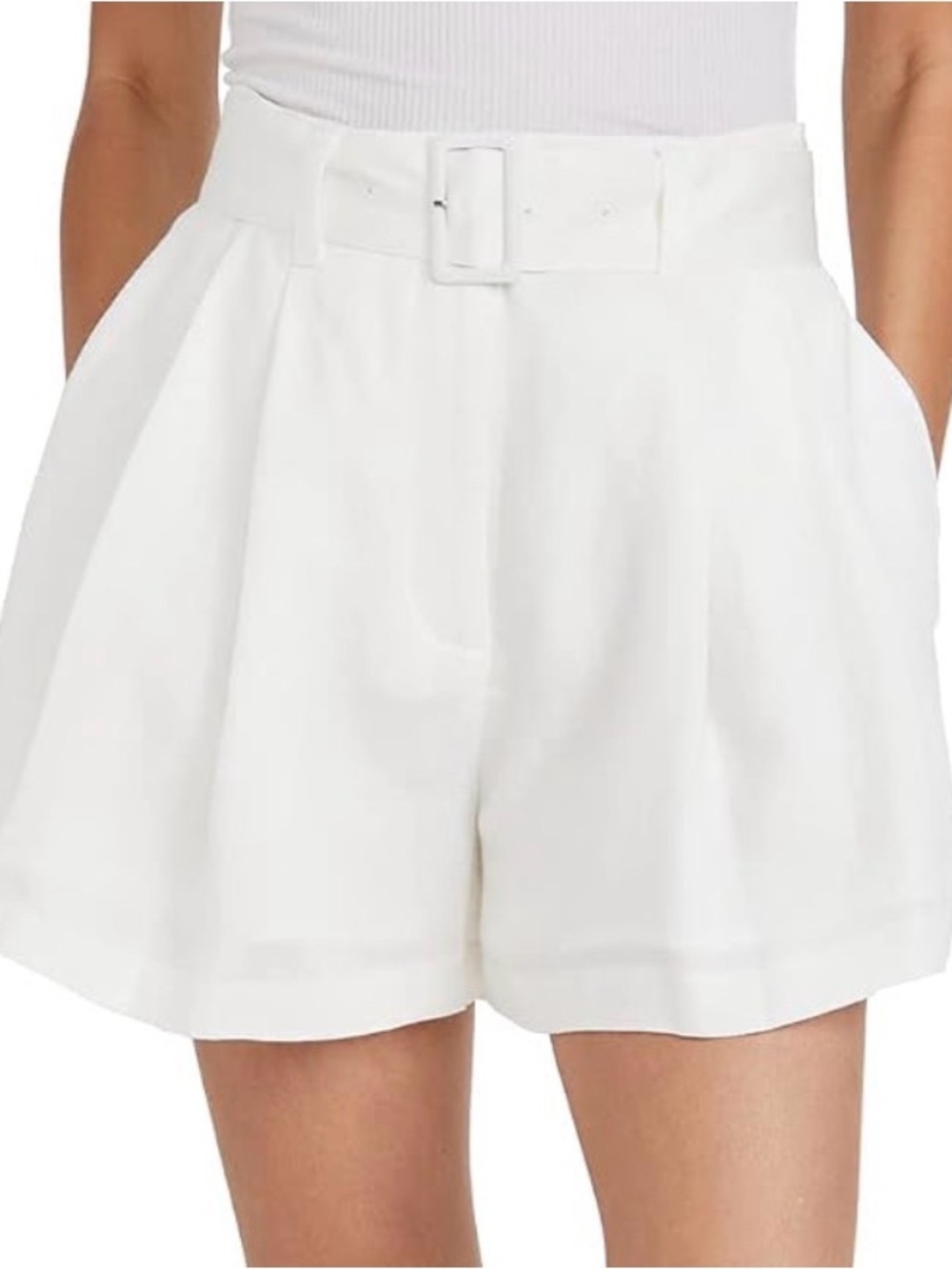 Club Monaco High-Rise Belted White Women's Shorts